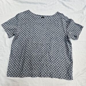 45RPM Umii 908 Made In Japan 100% Cotton Short Sleeve Blue Polka Dot Blouse